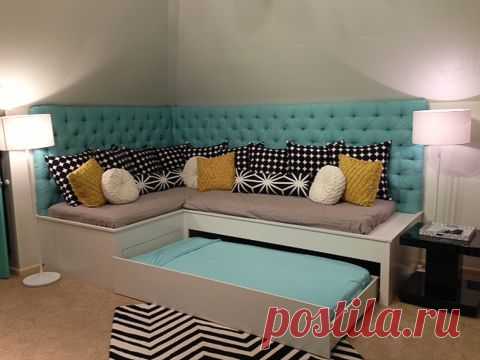 (1) Love this corner seating and trundle for a playroom or extra room! | Home Improvement
