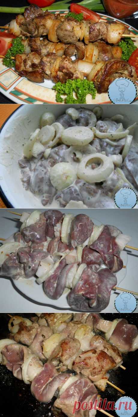 Шашлык на сковороде из куриной печени простой рецепт с фото в домашних условиях