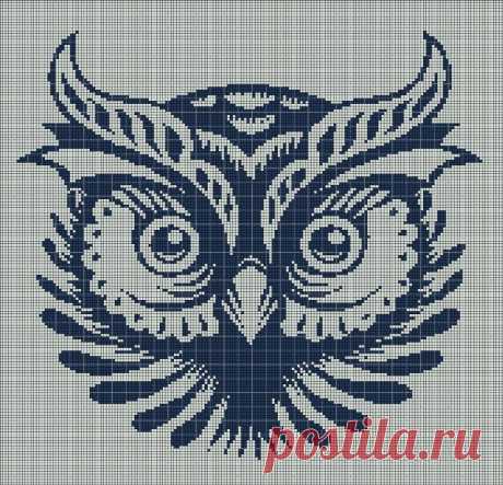 Схема вышивки крестом силуэт Голова совы в pdf