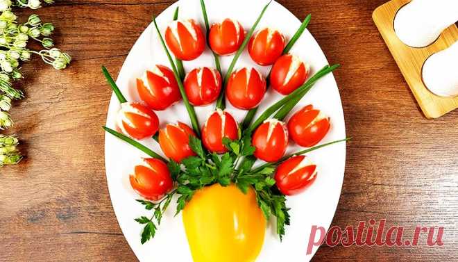 Праздничная закуска «Ваза с тюльпанами»
