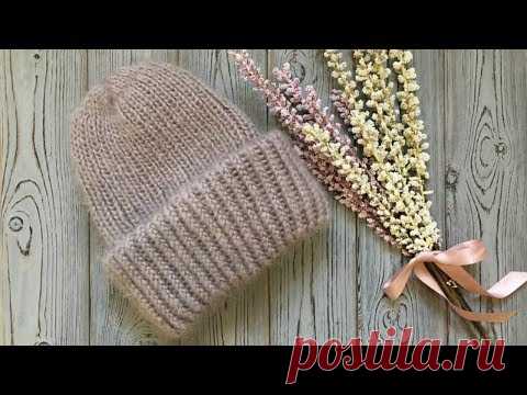 ВЯЗАННАЯ ШАПОЧКА ИЗ МОХЕРА ЗА ПАРУ ЧАСОВ / БЕСПЛАТНЫЙ МАСТЕР КЛАСС
