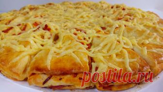 Пирог из слоёно-дрожжевого теста