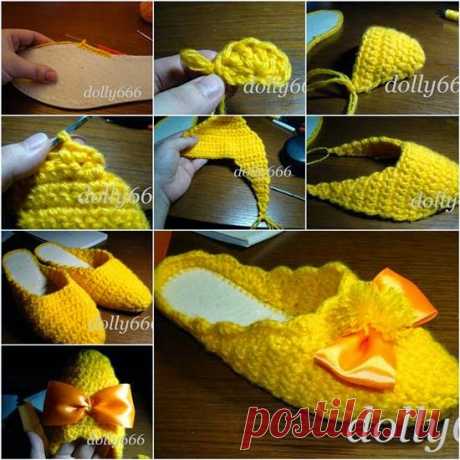 Милые домашние тапочки - поделки крючком - AllDayChic