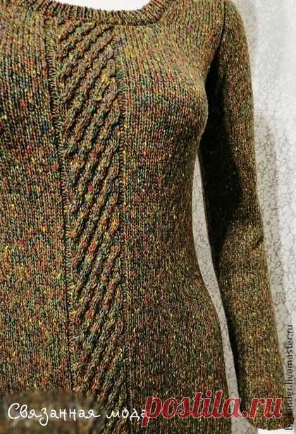 Вязаное платье " Колосок" - однотонный,платье,платье вязаное,платье длинное