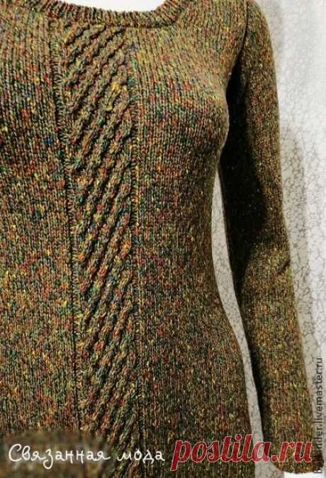 Вязаное платье &quot; Колосок&quot; - однотонный,платье,платье вязаное,платье длинное