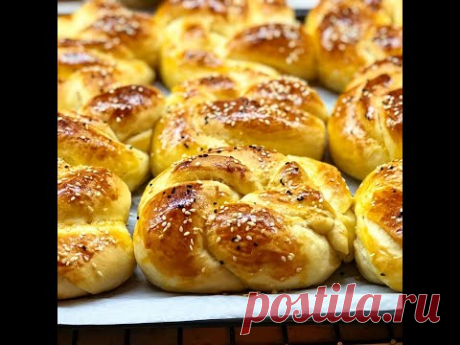 ВАНИЛЬНЫЕ БУЛОЧКИ К ЧАЮ , МЯГКИЕ СЛОВНО ПУХ И БЕЗ ВОЗНИ😉AÇMA PASTANEDEN DAHA GÜZEL😉😋