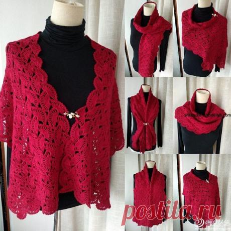 Палантин ленточным кружевом крючком. Нежный палантин крючком с схемами | Шкатулка рукоделия. Сайт для рукодельниц.