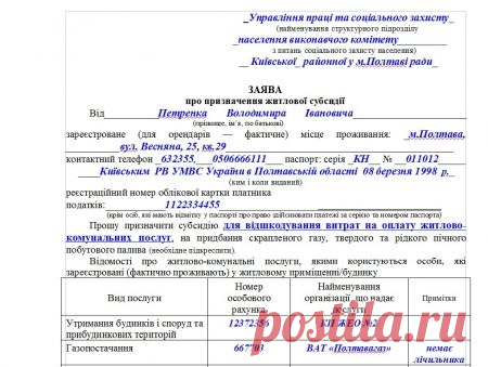 Треба знати: Як заповнити заяву на субсидію - види бланків та потрібні дані (фото) - Патріоти України