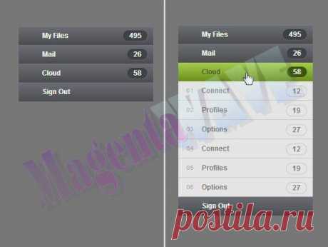 Вертикальное аккордеон меню на CSS3 и jQuery - MagentaWAVE