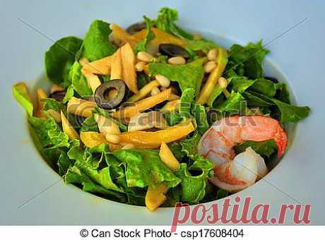 Стоковая фотография salad, prawn - salad, vegetables, cool, snacks csp17608404 - Поиск стоковых фото, картинок, изображений и фотоклипартов