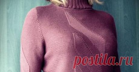 Свитер спицами с воротником "гольф"     Этот свитер я вязала из итальянской бобинной полушерсти (1700 м на 100 г) в шесть нитей спицами № 2,5. Расход пряжи для размера М 400 г....