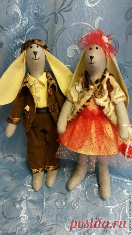 Купить Зайцы Тильды. - комбинированный, заяц, тильда, интерьер, кукла, лён, бязь