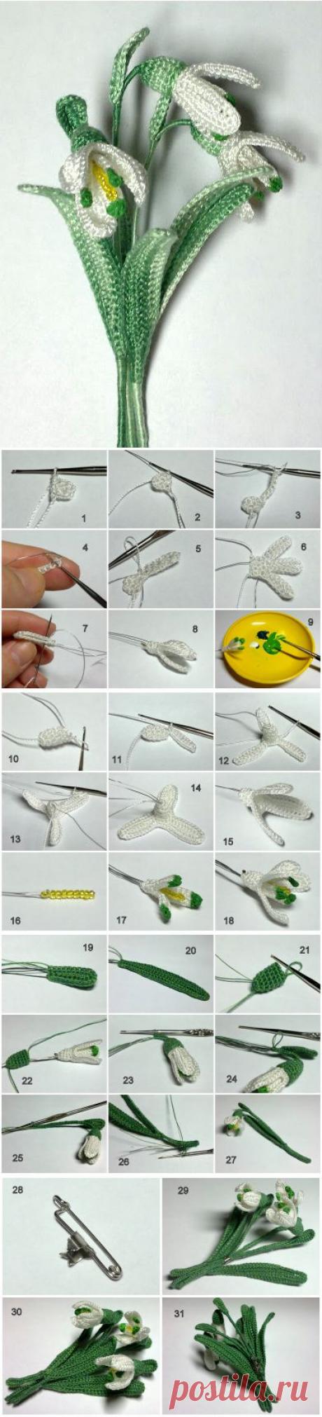 Вязаный цветок крючком мастер класс. Вязаные подснежники крючком | Все о рукоделии: схемы, мастер классы, идеи на сайте labhousehold.com