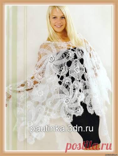 Схема вязания тонкой воздушной шали крючком - Схемы вязания шали - Схемы для вязания - Уроки вязания крючком - Вязание крючком, мотивы, схемы для вязания крючком