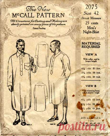 Unsung Sewing Patterns: McCall 2075 - Men's Night-Shirt