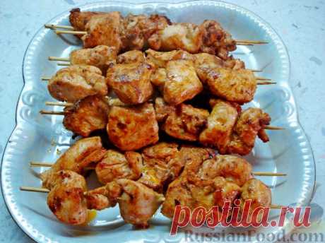 Рецепт: Куриный шашлык на сковороде на RussianFood.com