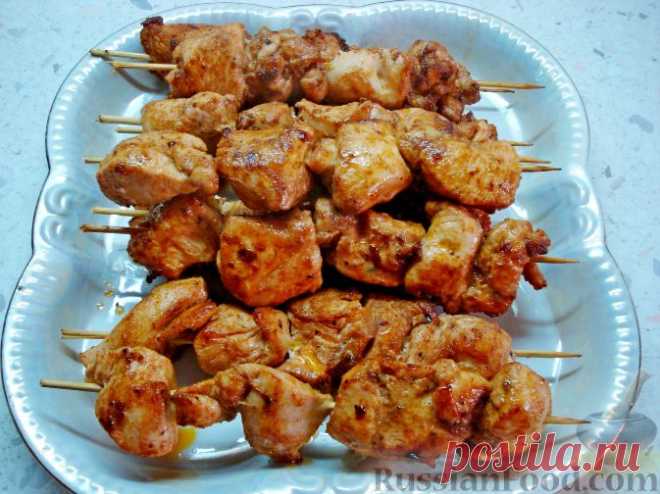 Рецепт: Куриный шашлык на сковороде на RussianFood.com