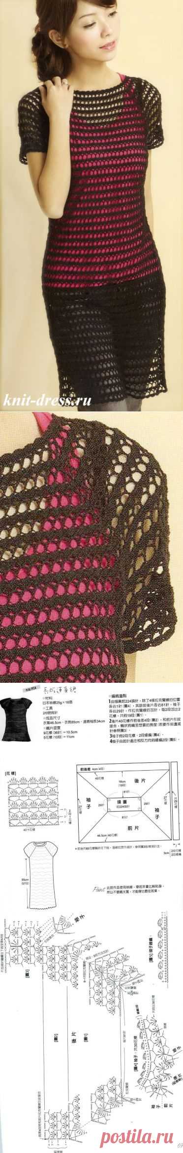 Платье-туника чёрное ажурное