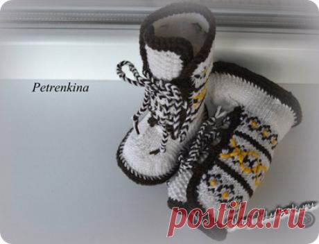 Детские вязаные угги | Уроки вязания для начинающих бесплатно. Вязание спицами, крючком.