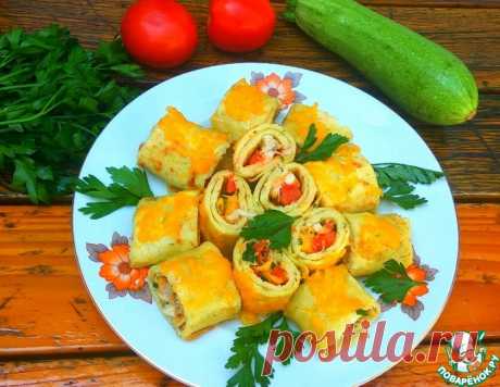 Кабачковые блинчики с начинкой – кулинарный рецепт