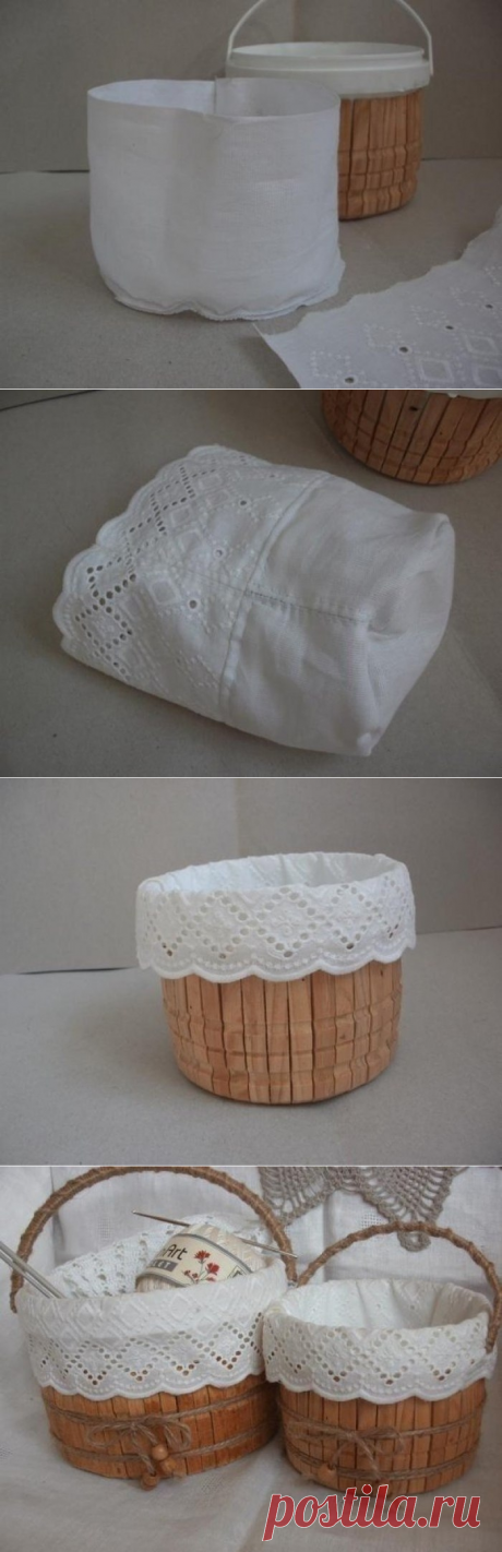 Корзинка из ведерка от майонеза