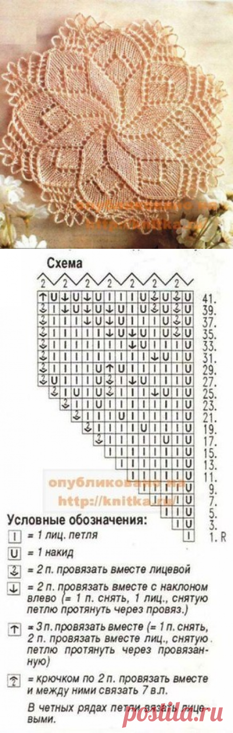 Салфетка спицами &quot;Нарцисс&quot;