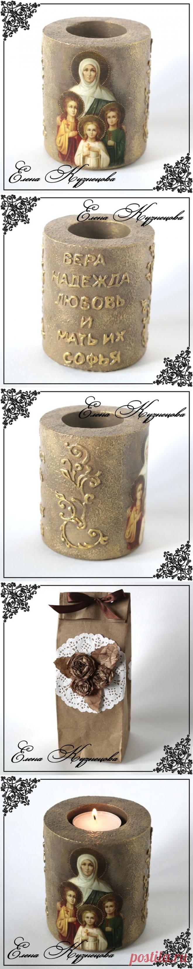 Подсвечник "Вера, Надежда, Любовь и мать их Софья".