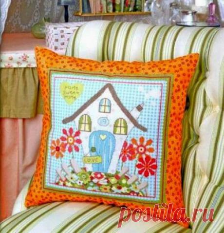 Милый дом- схема вышивки крестом подушка милый дом