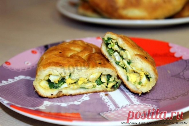 Пирожки без дрожжей как дрожжевые с зеленым луком и яйцом