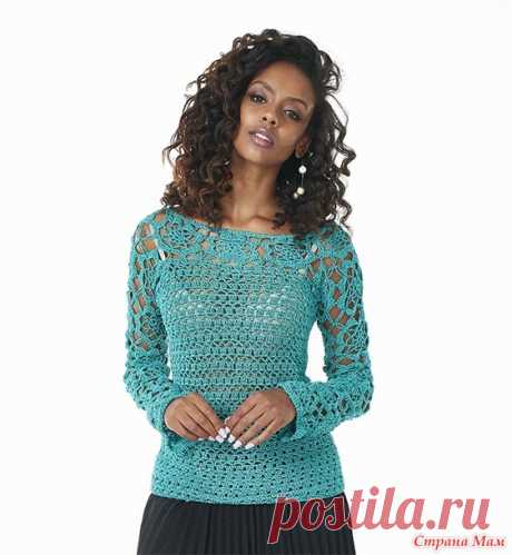 Бирюзовый пуловер Tiffany Glamour - Все в ажуре... (вязание крючком) - Страна Мам