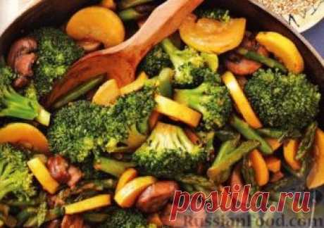 Рецепт: Овощное «стир-фрай» с грибами на RussianFood.com