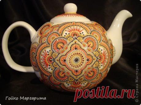 (+1) тема - Точечная роспись заварочного чайника | Очумелые ручки