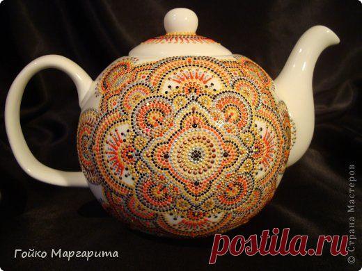 (+1) тема - Точечная роспись заварочного чайника | Очумелые ручки