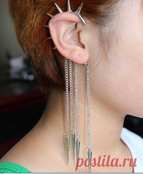 Кафф Серебристые шипы - кафф в готическом стиле без прокола с шипами