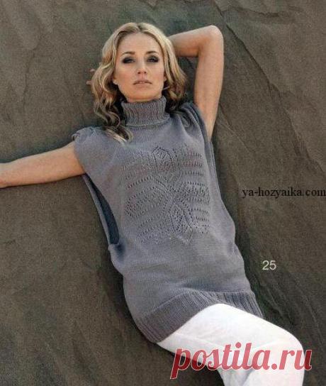 Безрукавка спицами с высоким воротником-гольф. Женская безрукавка спицами схема и описание Безрукавка спицами с высоким воротником-гольф. Женская безрукавка спицами схема и описание