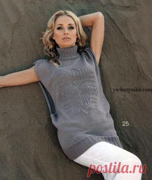 Безрукавка спицами с высоким воротником-гольф. Женская безрукавка спицами схема и описание Безрукавка спицами с высоким воротником-гольф. Женская безрукавка спицами схема и описание