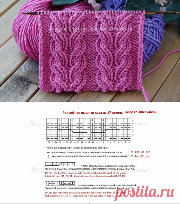 Рельефная пышная коса из 17 петель. Узор спицами. | Вязание для всех Людмила Ильиных | Яндекс Дзен