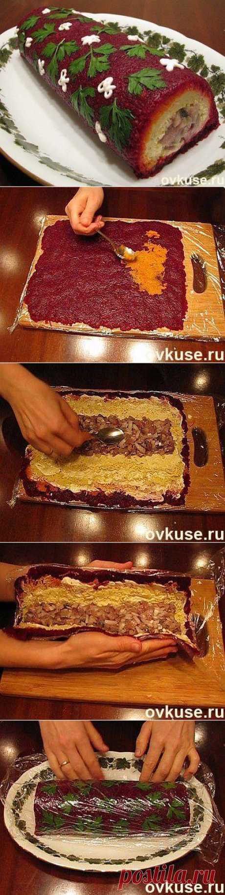 Селедка под шубой рулетом - Простые рецепты Овкусе.ру
