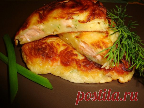 Оладьи с сёмгой и сыром