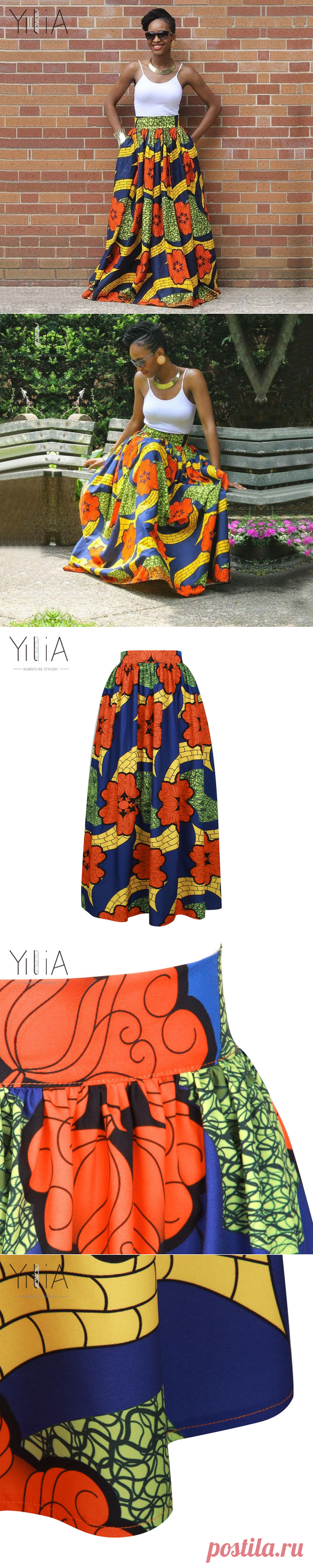 Юлии 2018 богемный Винтаж Для женщин юбка летний Африканский принт Костюмы эластичные пол Длина Boho Maxi нарядные юбки купить на AliExpress