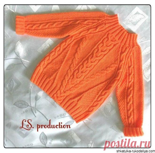 Детский оранжевый джемпер спицами, схемы. | Шкатулка рукоделия. Сайт для рукодельниц.