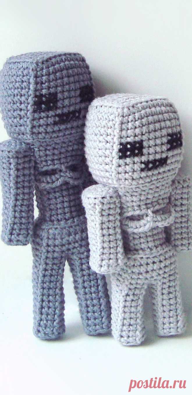 PDF Скелет из Майнкрафта крючком. FREE crochet pattern; Аmigurumi doll patterns. Амигуруми схемы и описания на русском. Вязаные игрушки и поделки своими руками #amimore - майнкрафт, minecraft, скелет, skeleton, squelette, Skelett, кукла, куколка.