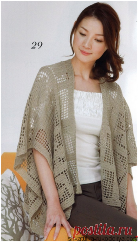 Жакет-накидка крючком схемы. Ажурная накидка из мотивов крючком | Шкатулка рукоделия