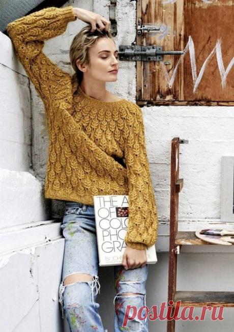 Джемпер "Поле колосков" спицами