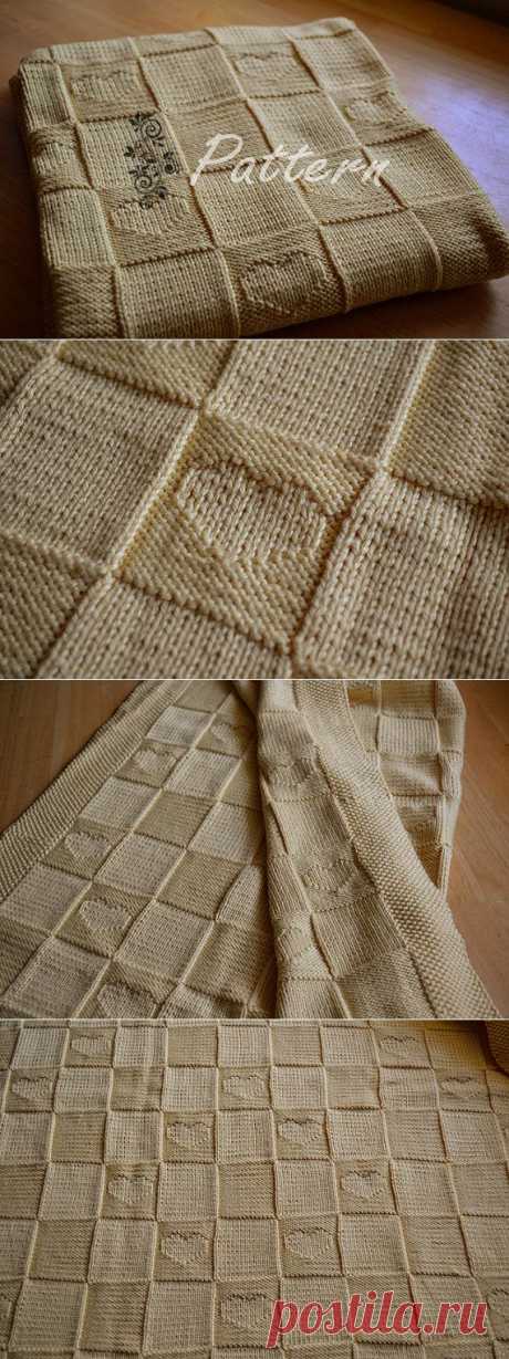 Knitting PATTERN Babylove Blanket with Heart Motifs by bumblewood