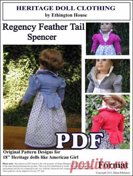 Regency Feather Tail Spencer PDF Pattern for American Girl or 18 inch Doll…