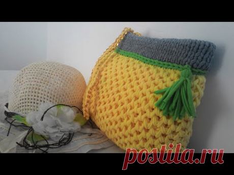 Вязание спицами. Сумка. Узор "Соты"