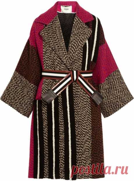 Fendi Patchwork Wool-Blend Bouclé Coat