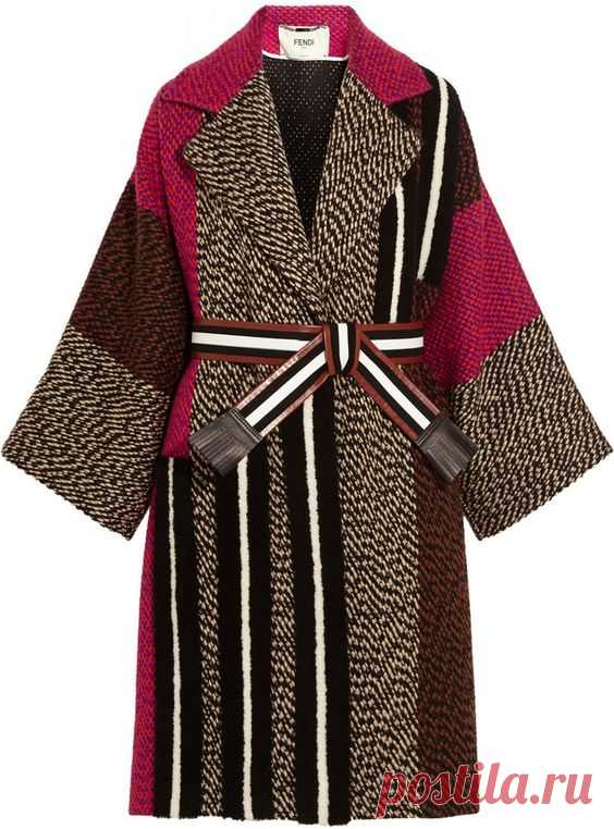Fendi Patchwork Wool-Blend Bouclé Coat
