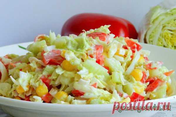 Салат из пекинской капусты, курицы, кукурузы и перца — Сад Заготовка
